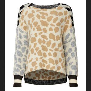 BIRCH NY Keegan Animal Print Colorblock Sweater Sz 2X New With Tags Leopard